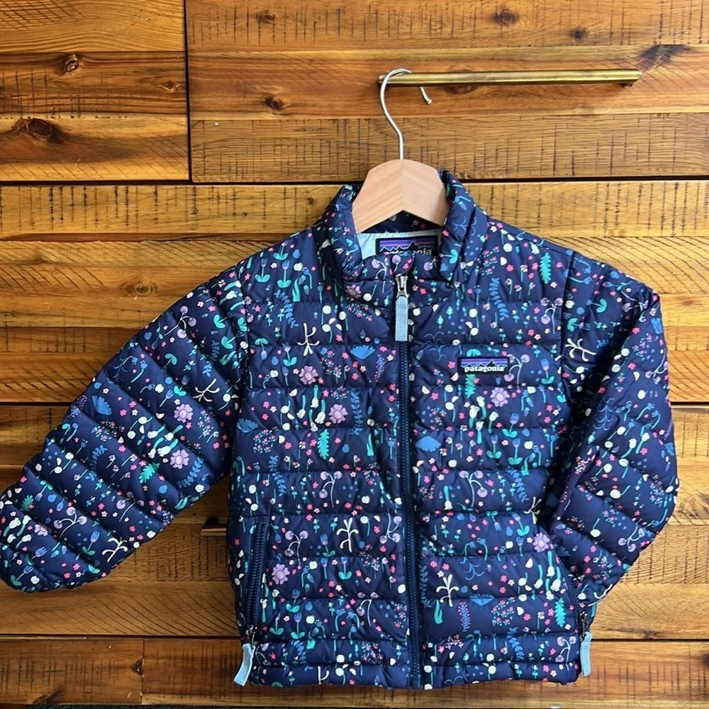 Patagonia Kids' Floral Puffer Jacket - Blue